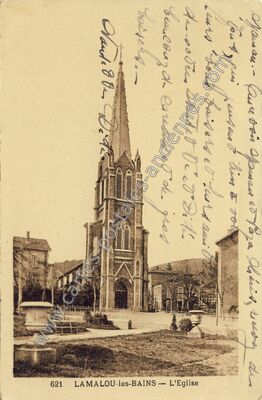 Carte postale ancienne L'Eglise — Lamalou-les-Bains (Hérault)