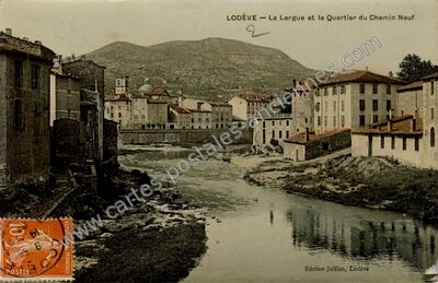 Carte postale ancienne La Lergue et le Quartier du Chemin Neuf — Lodève (Hérault)