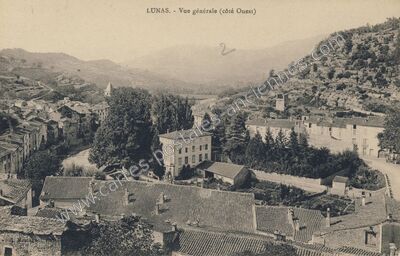 Carte postale ancienne Vue générale (côté Ouest) — Lunas (Hérault)