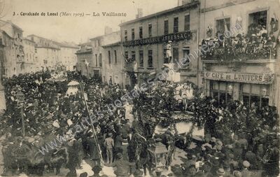 Carte postale ancienne Cavalcade de Lannel (Mars 1909) — La Vaillante — Lunel (Hérault)