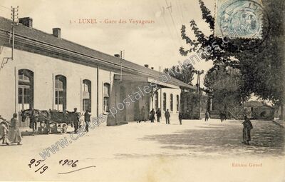 Carte postale ancienne Gare des Voyageurs — Lunel (Hérault)