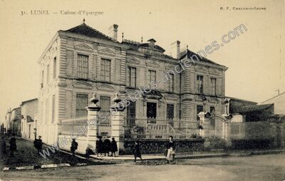 Carte postale ancienne Caisse d'Epargne — Lunel (Hérault)