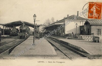 Carte postale ancienne Gare des Voyageurs — Lunel (Hérault)