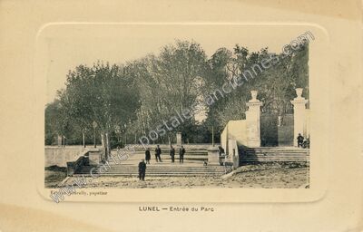 Carte postale ancienne Entrée du Parc — Lunel (Hérault)