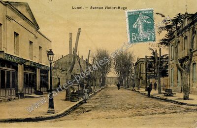 Carte postale ancienne Avenue Victor-Hugo — Lunel (Hérault)