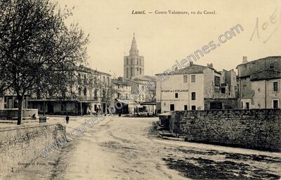 Carte postale ancienne Cours Valatoura, vu du Canal — Lunel (Hérault)
