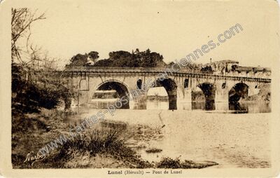 Carte postale ancienne Pont de Lunel — Lunel (Hérault)