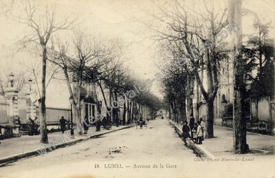 Carte postale ancienne Avenue de la Gare — Lunel (Hérault)