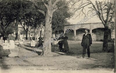 Carte postale ancienne Promenade du Plateau - Les Arènes — Lunel (Hérault)