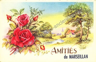 Carte postale ancienne Amitiés — Marseillan (Hérault)