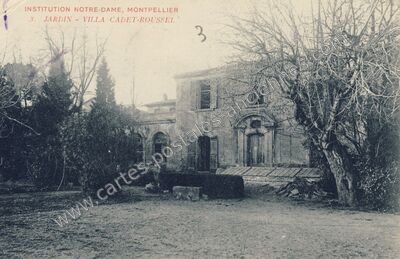 Carte postale ancienne Institution Notre-Dame, Jardin - Villa Cadet-Roussel — Montpellier (Hérault)
