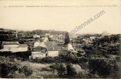 Carte postale ancienne Sanatorium de Bellevue (Hommes et Jeunes Gens). - Vue prise du Sanatorium sur Montpellier — Montpellier (Hérault)