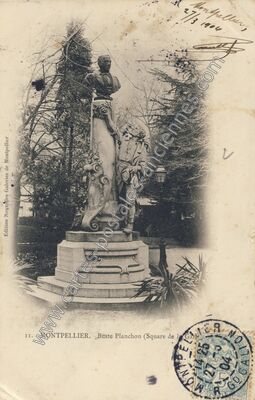 Carte postale ancienne Buste Planchon (Square de la Gare) — Montpellier (Hérault)