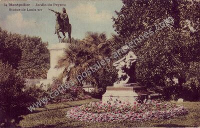 Carte postale ancienne Jardin du Peyrou, Statue de Louis xiv — Montpellier (Hérault)