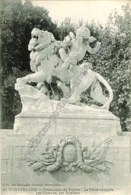 Carte postale ancienne Promenade du Peyrou - La Force domptée par l'Amour, par Injalbert — Montpellier (Hérault)