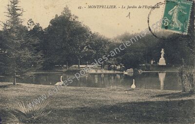 Carte postale ancienne Le Jardin de l'Esplanade — Montpellier (Hérault)