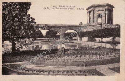 Carte postale ancienne Le Peyrou, Promenade Basse — Montpellier (Hérault)
