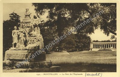 Carte postale ancienne Le Parc de l'Esplanade — Montpellier (Hérault)