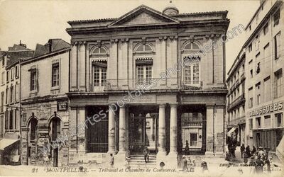 Carte postale ancienne Tribunal et Chambre de Commerce — Montpellier (Hérault)