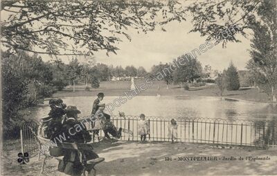 Carte postale ancienne Jardin de l'Esplanade — Montpellier (Hérault)