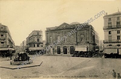 Carte postale ancienne Ancien Théâtre et la Place de la Comédie — Montpellier (Hérault)