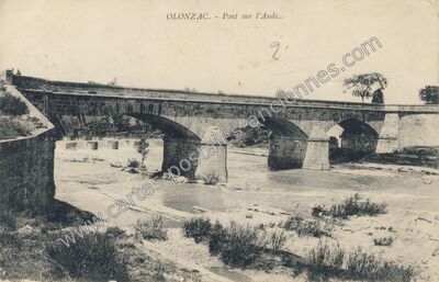 Carte postale ancienne Pont sur l'Aude — Olonzac (Hérault)