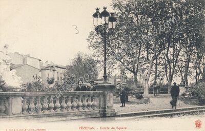Carte postale ancienne Entrée du Square — Pézenas (Hérault)