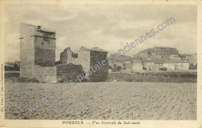 Carte postale ancienne Vue Générale du Sud-ouest — Pouzols (Hérault)