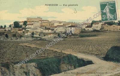 Carte postale ancienne Vue générale — Puimisson (Hérault)