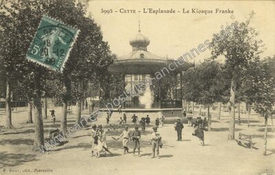 Carte postale ancienne L'Esplanade - Le Kiosque Franke — Sète (Hérault)