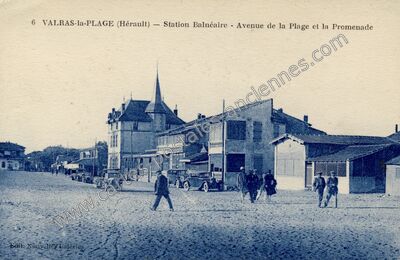 Carte postale ancienne Station Balnéaire - Avenue de la Plage et la Promenade — Valras-Plage (Hérault)