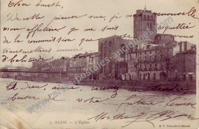Carte postale ancienne L'Eglise — Agde (Hérault)