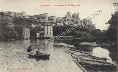 Carte postale ancienne Les Moulins de Bagnols — Béziers (Hérault)