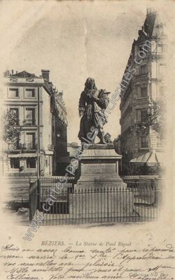 Carte postale ancienne La Statue de Paul Riquet — Béziers (Hérault)
