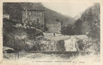 Carte postale ancienne Cascade de Colombieres — Colombières-sur-Orb (Hérault)
