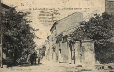 Carte postale ancienne Rue du Général-Balaman — Maraussan (Hérault)