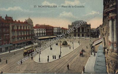 Carte postale ancienne Place de la Comédie — Montpellier (Hérault)