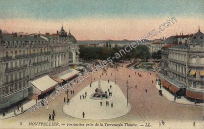 Carte postale ancienne Perspective prise de la Terrasse du Théatre — Montpellier (Hérault)