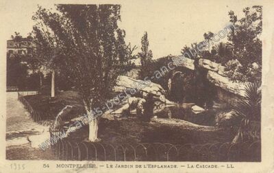 Carte postale ancienne Le Jardin de l'Esplanade. - La Cascade — Montpellier (Hérault)