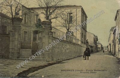 Carte postale ancienne Ecole Maternelle — Poussan (Hérault)