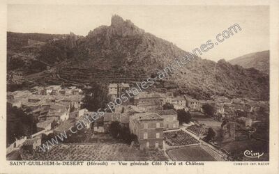 Carte postale ancienne Vue générale Côté Nord et Château — Saint-Guilhem-le-Désert (Hérault)