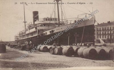 Carte postale ancienne Le « Gouverneur Général Cambon » Courrier d'Algérie — Sète (Hérault)