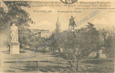 Carte postale ancienne Promenade du Peyrou — Montpellier (Hérault)