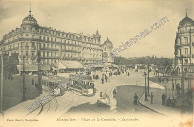 Carte postale ancienne Place de la Comédie. - Esplanade — Montpellier (Hérault)