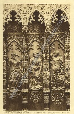 Carte postale ancienne Cathédrale Ste-Marie - Le Chœur, Détail - Abner, Un Guerrier, Femme Juive — Auch (Gers)