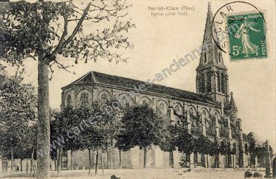 Carte postale ancienne Église (côté Sud) — Saint-Clar (Gers)