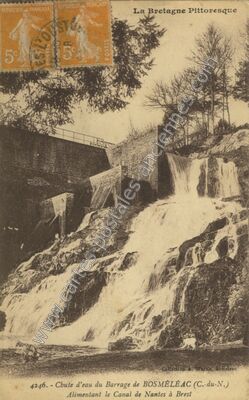Carte postale ancienne Barrage de Bosmeleac — Merléac (Côtes-d'Armor)