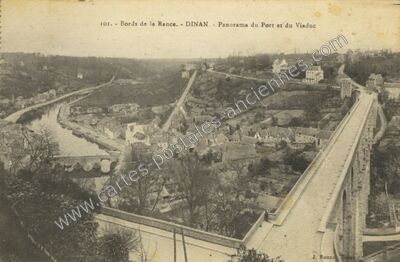 Carte postale ancienne Bords de la Rance. - Panorama du Port et du Viaduc — Dinan (Côtes-d'Armor)