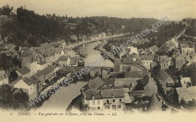 Carte postale ancienne Vue générale sur la Rance prise du Viaduc — Dinan (Côtes-d'Armor)