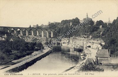 Carte postale ancienne Vue générale, prise du Saut-à-l'Ane — Dinan (Côtes-d'Armor)